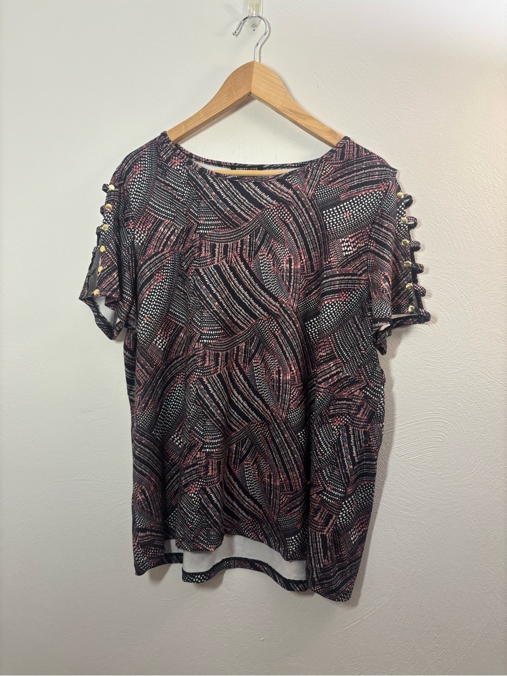 Robert Louis Black & Pink Short Sleeve Top Size XL